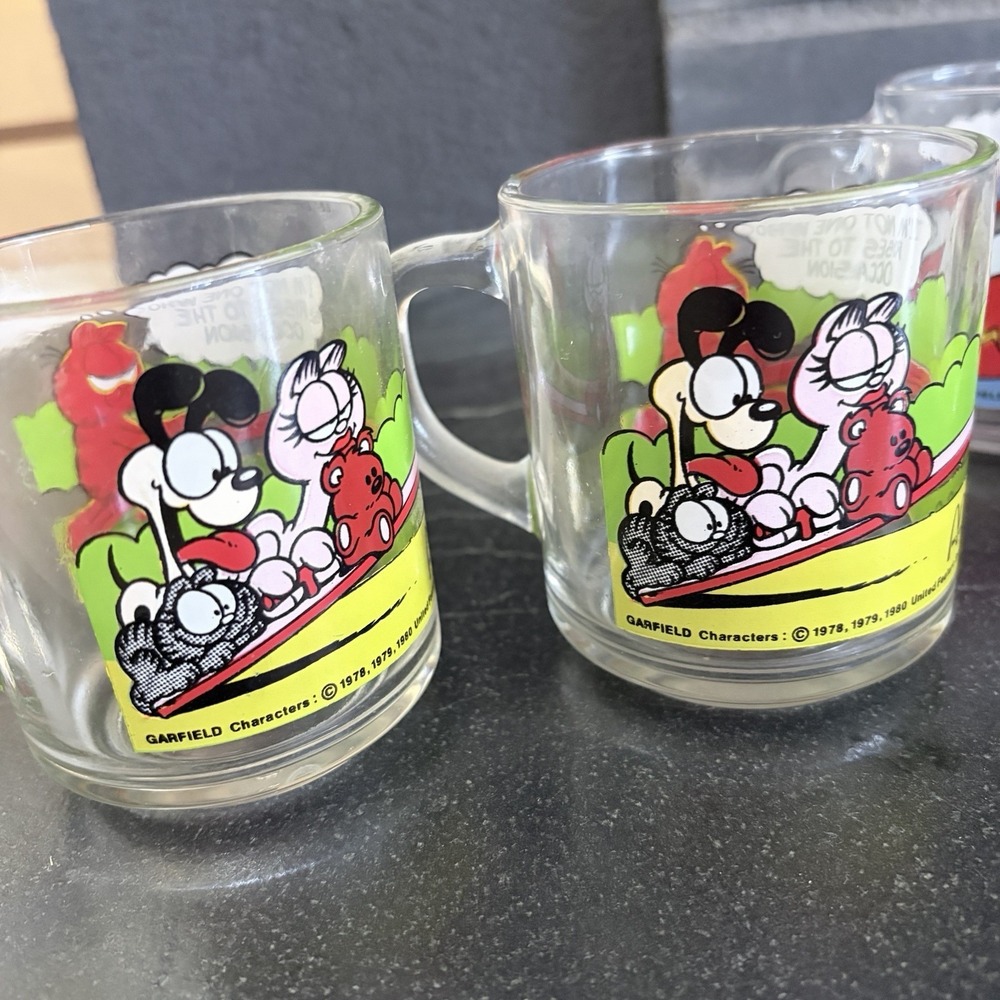 4 Vintage‎ McDonalds Garfield Glass Mugs Cups Jim Davis 1978 1980 Anchor Hocking - Picture 6 of 8